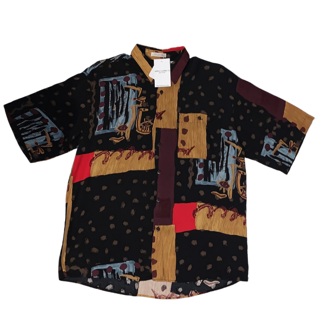 Vintage Print Short Sleeve Button Down